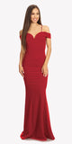 Red Off Shoulder Mermaid Style Evening Gown with Sweetheart Neckline 