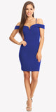 Off Shoulder Sweetheart Neckline Cocktail Dress with Spaghetti Strap Royal Blue