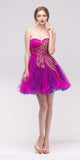 Fuchsia Embellished Bodice Strapless Homecoming Dress Tulle Short
