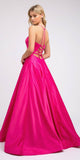 Stylish Back Long Prom Dress Fuchsia with Pockets