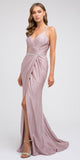 Mauve Long Prom Dress with Strappy-Back and Train