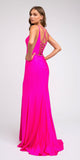 Fuchsia Fit and Flare Long Prom Dress with Stylish Back 