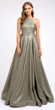 Side Lace-Up Long Metallic Gold Prom Dress