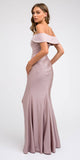 Off-Shoulder Fit and Flare Long Prom Dress Mauve with Slit