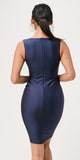 Navy Blue V-Neck Short Cocktail Dress Sleeveless