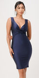 Navy Blue V-Neck Short Cocktail Dress Sleeveless