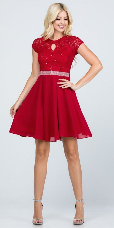 La Scala 25390 Embellished Waist Short Cocktail Dress Black
