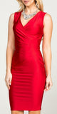 V-Neck Red Shimmering Cocktail Dress Sleeveless