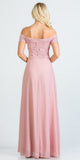 La Scala 25555 Blush Off-Shoulder Long Formal Dress with Slit