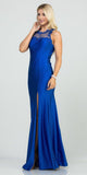 Royal Blue Long Prom Gown Cut-Out Back with Slit