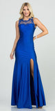 Royal Blue Long Prom Gown Cut-Out Back with Slit