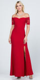 La Scala 25612 Long Mermaid Red Dress Off Shoulder Lace Sleeve