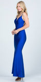 Open-Back Shimmering Mermaid Long Prom Dress Royal Blue
