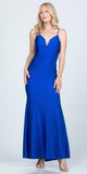 Open-Back Shimmering Mermaid Long Prom Dress Royal Blue