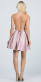 Short Fit and Flare Dusty Pink Dress Spaghetti Straps Criss Cross Back