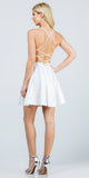Short Fit and Flare Off White Dress Spaghetti Straps Criss Cross Back