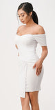 La Scala 25892 Short Body Con Cocktail White Dress Off Shoulder Form Fit