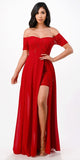 La Scala 25900 Off the Shoulder Sequins Lace High Low Dress