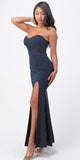 La Scala 25928 Long Fitted Sheath Navy Blue Party Dress Strapless With Slit