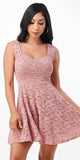 La Scala 25943 Lace Mauve Short Dress Skater A-Line Sleeveless