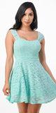 La Scala 25943 Lace Mint Short Dress Skater A-Line Sleeveless