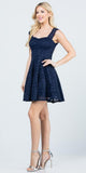 La Scala 25943 Lace Navy Blue Short Dress Skater A-Line Sleeveless