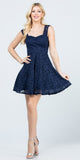 La Scala 25943 Lace Navy Blue Short Dress Skater A-Line Sleeveless