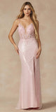 Juliet 289 Long Machine Sequin Gown with Corset Bodice Prom Gown