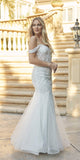 Juliet 290W Leaf Lace Embroidered Fitted Plunging Deep V-Neckline Wedding Gown