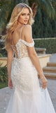 Juliet 290W Leaf Lace Embroidered Fitted Plunging Deep V-Neckline Wedding Gown