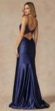 Juliet 296 Floor Length Embroidered Bodice Plunging Neck Prom Dress