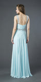 J&J Fashion USA 3007 Embellished Long A-line Formal Dress Aqua