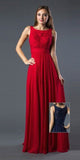 Red A-line Long Formal Dress Bateau Neckline
