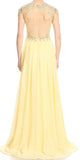 Long Prom Dress Cut-Out Back with Slit Yellow