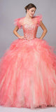 Eureka Fashion 3050 Long A Line Princess Gown Coral Strapless Boned Multi Layer