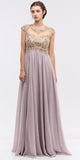 Stunning Cap Sleeve Chiffon Long Dress Victorian Lilac A Line