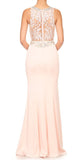 Blush Long Formal Dress with Sheer Lace Midriff