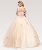 Illusion Lace Embellished Bodice Quinceanera Dress Blush/Champagne
