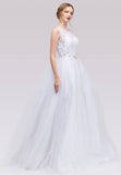 Illusion Lace Embellished Bodice Quinceanera Dress White