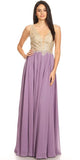 Mauve Lace-Applique Bodice Long Formal Dress Sleeveless