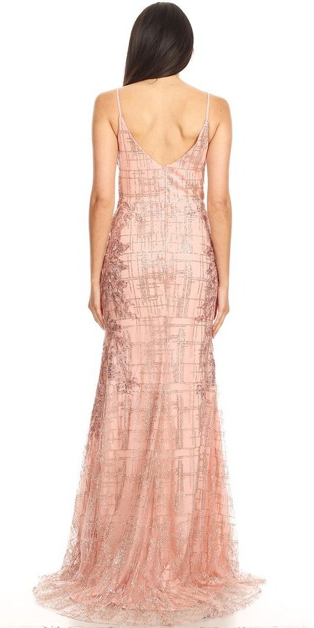 Dusty Rose Appliqued Long Prom Dress with Spaghetti Straps 