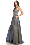 Embellished Waist Long Prom Dress Royal Blue with Pockets