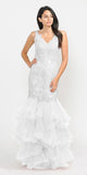 J&J Fashion USA 3090 Tiered Mauve Appliqued Long Prom Dress