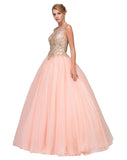 Cut-Out Back Embroidered Quinceanera Dress Blush