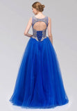 Cut-Out Back Embroidered Quinceanera Dress Royal Blue