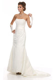 Floor Length Strapless Embroidered White Wedding Gown