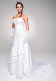 Sweetheart Neckline Embroidered Wedding Gown with Drapes White