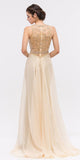 Eureka Fashion 3335 Illusion Sequins Prom Gown Sleeveless with Sheer Train Gold