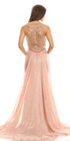 Eureka Fashion 3335 Illusion Sequins Prom Gown Sleeveless with Sheer Train Rosegold