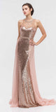 Eureka Fashion 3335 Illusion Sequins Prom Gown Sleeveless with Sheer Train Rose/Gold
